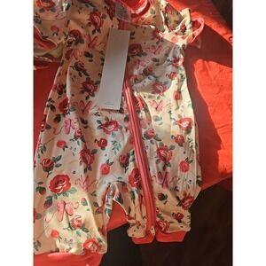 Bamboo Zippy Shorty Red Floral 18 To 24  Months Double Zipper